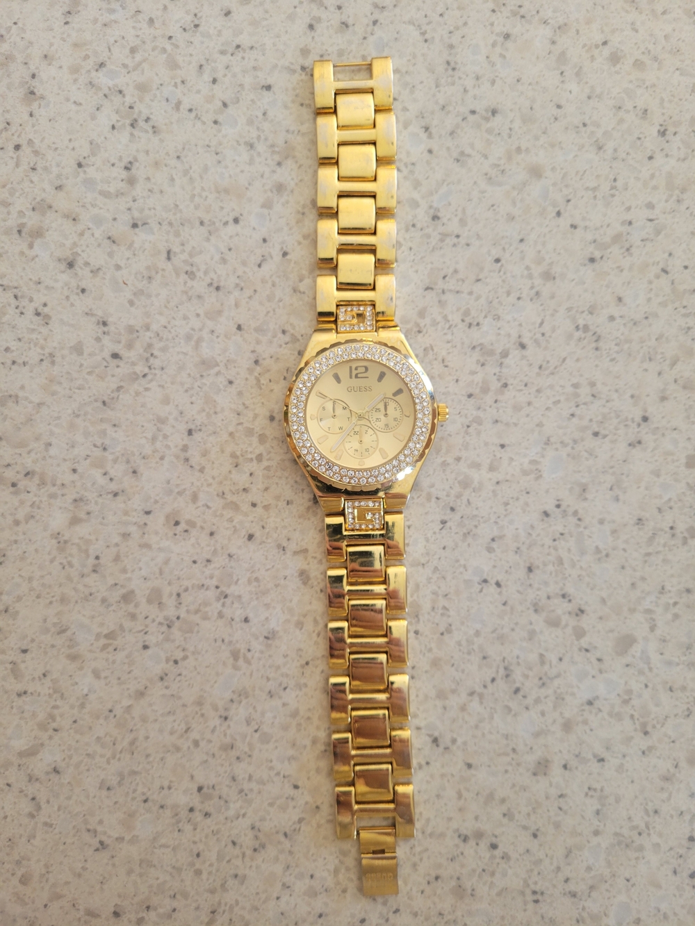 GUESS Gold Crystal Accent Women's Bracelet Watch